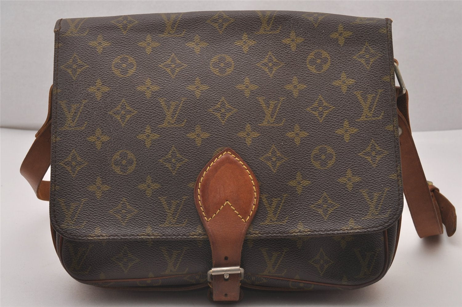 Authentic Louis Vuitton Monogram Cartouchiere GM Shoulder Bag Old Model 4318I