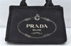 Authentic PRADA Canapa SS 2Way Shoulder Hand Bag Canvas Black 4324D