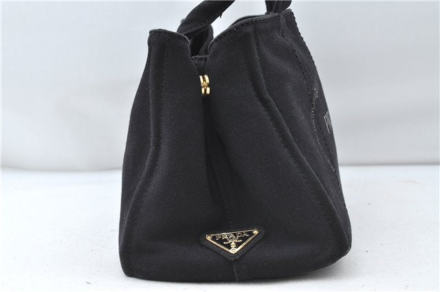 Authentic PRADA Canapa SS 2Way Shoulder Hand Bag Canvas Black 4324D