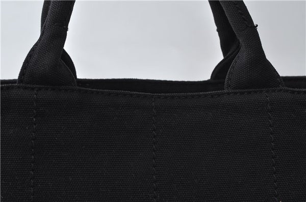 Authentic PRADA Canapa SS 2Way Shoulder Hand Bag Canvas Black 4324D