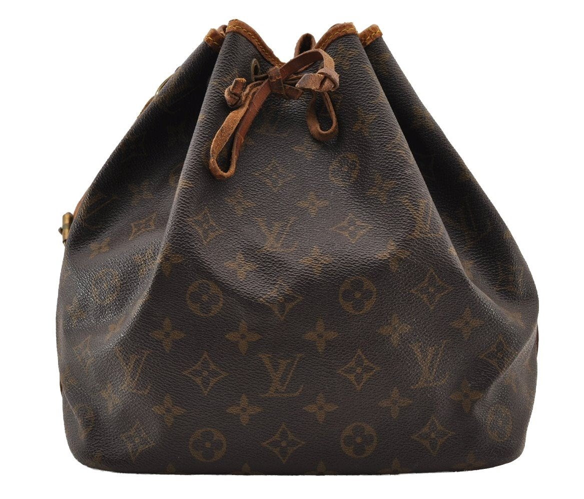 Authentic Louis Vuitton Monogram Petit Noe M42226 Shoulder Drawstring Bag 4324I