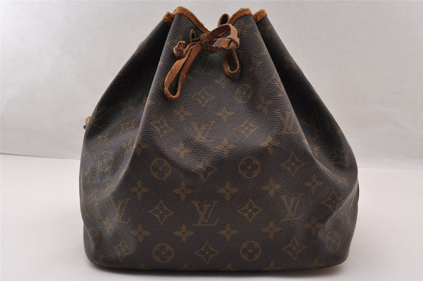 Authentic Louis Vuitton Monogram Petit Noe M42226 Shoulder Drawstring Bag 4324I