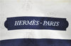 Authentic HERMES Carre 90 Scarf "HARNAIS DE COUR" Silk Navy White Box 4327D