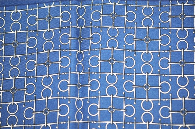 Auth HERMES Petit Carre 40 Scarf Handkerchief Silk Fittings Motif Blue 4328C