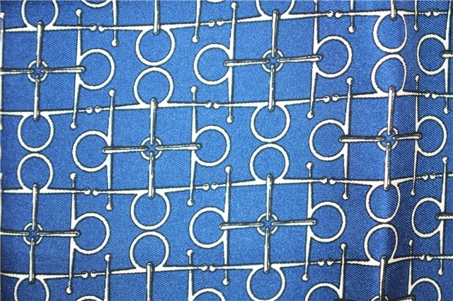 Auth HERMES Petit Carre 40 Scarf Handkerchief Silk Fittings Motif Blue 4328C