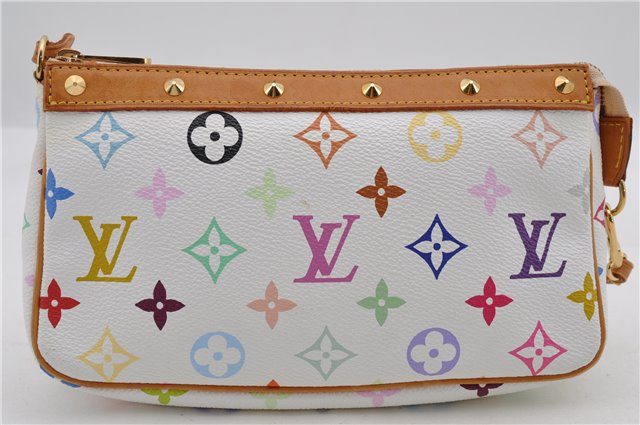 LOUIS VUITTON Monogram Multicolor Pochette Accessoires Pouch M92649 White 4329C