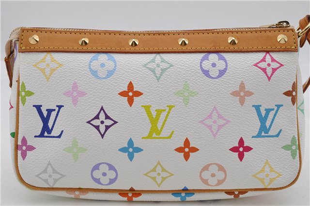 LOUIS VUITTON Monogram Multicolor Pochette Accessoires Pouch M92649 White 4329C