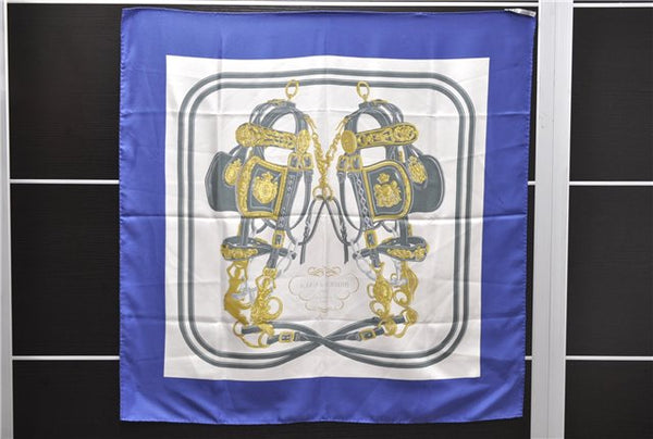 Authentic HERMES Carre 90 Scarf "BRIDES de GALA par" Silk Blue 4329D