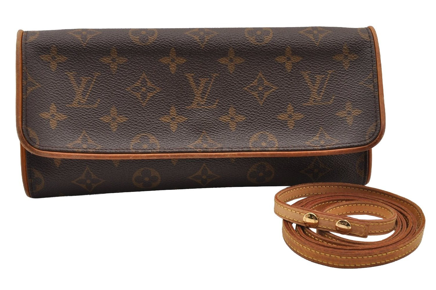 Authentic Louis Vuitton Monogram Pochette Twin GM Shoulder Bag M51852 LV 4338I