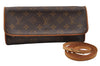Authentic Louis Vuitton Monogram Pochette Twin GM Shoulder Bag M51852 LV 4338I