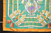 Authentic HERMES Carre 90 Scarf "aux champs" Silk Brown Green 4340D