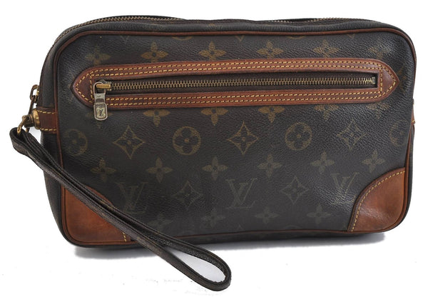 Auth LOUIS VUITTON Monogram Marly Dragonne PM Clutch Hand Bag M51827 LV 4340C
