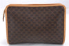 Authentic CELINE Macadam Blason Pattern Clutch Hand Bag PVC Leather Brown 4342E