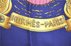 Authentic HERMES Carre 90 Scarf "EUROPE" Silk Blue 4343D