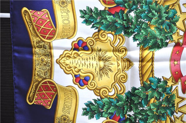 Authentic HERMES Carre 90 Scarf "EUROPE" Silk Blue 4343D