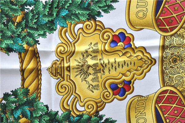 Authentic HERMES Carre 90 Scarf "EUROPE" Silk Blue 4343D