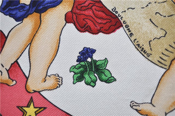 Authentic HERMES Carre 90 Scarf "EUROPE" Silk Blue 4343D