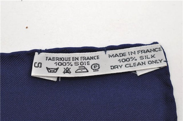 Authentic HERMES Carre 90 Scarf "EUROPE" Silk Blue 4343D