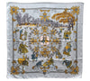 Authentic HERMES Carre 90 Scarf "Joies d'Hiver" Silk Light Blue 4344D