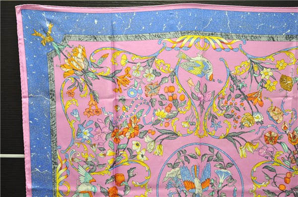 Auth HERMES Carre 90 Scarf "PIERRES d'ORIENT et d'OCCIDENT " Silk Pink Box 4345D