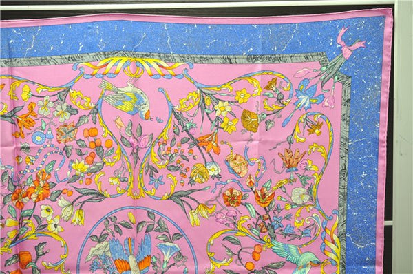 Auth HERMES Carre 90 Scarf "PIERRES d'ORIENT et d'OCCIDENT " Silk Pink Box 4345D