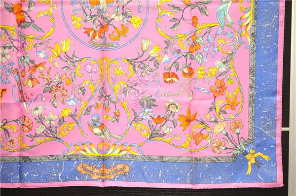 Auth HERMES Carre 90 Scarf "PIERRES d'ORIENT et d'OCCIDENT " Silk Pink Box 4345D