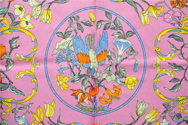 Auth HERMES Carre 90 Scarf "PIERRES d'ORIENT et d'OCCIDENT " Silk Pink Box 4345D