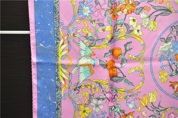 Auth HERMES Carre 90 Scarf "PIERRES d'ORIENT et d'OCCIDENT " Silk Pink Box 4345D