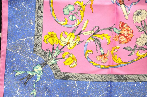 Auth HERMES Carre 90 Scarf "PIERRES d'ORIENT et d'OCCIDENT " Silk Pink Box 4345D