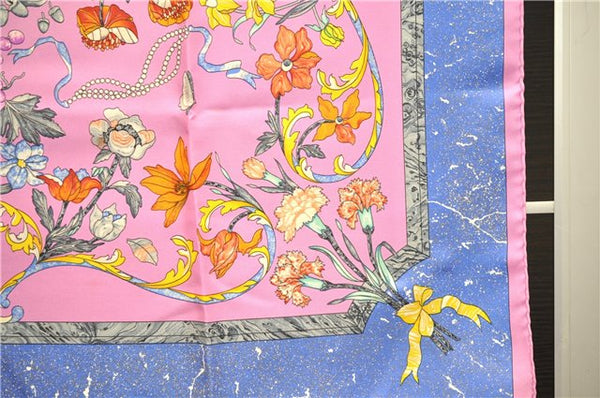 Auth HERMES Carre 90 Scarf "PIERRES d'ORIENT et d'OCCIDENT " Silk Pink Box 4345D