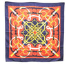 Authentic HERMES Carre 90 Scarf "Eperon d'Or" Silk Navy 4346D