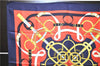 Authentic HERMES Carre 90 Scarf "Eperon d'Or" Silk Navy 4346D