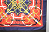 Authentic HERMES Carre 90 Scarf "Eperon d'Or" Silk Navy 4346D