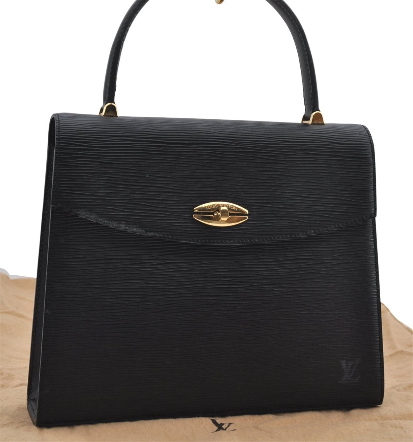 Authentic Louis Vuitton Epi Malesherbes Hand Bag Purse Black M52372 LV 4349E