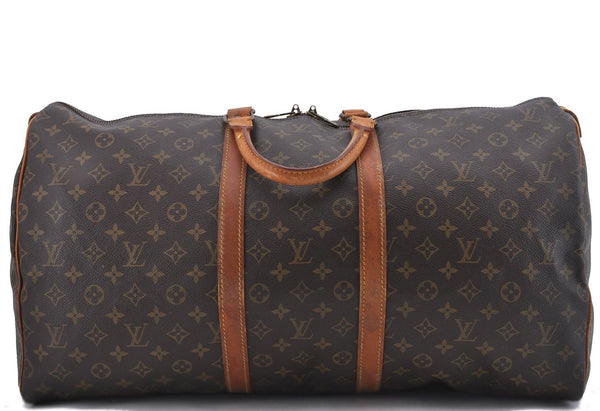 Authentic Louis Vuitton Monogram Keepall 55 Travel Boston Bag M41424 LV 4350D