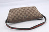 Auth GUCCI Web Sherry Line Hand Bag Pouch GG Canvas Leather 141809 Brown 4352D