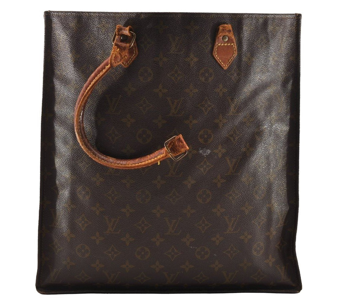 Authentic Louis Vuitton Monogram Sac Plat Hand Tote Bag Old Model LV Junk 4352I