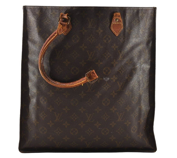 Authentic Louis Vuitton Monogram Sac Plat Hand Tote Bag Old Model LV Junk 4352I