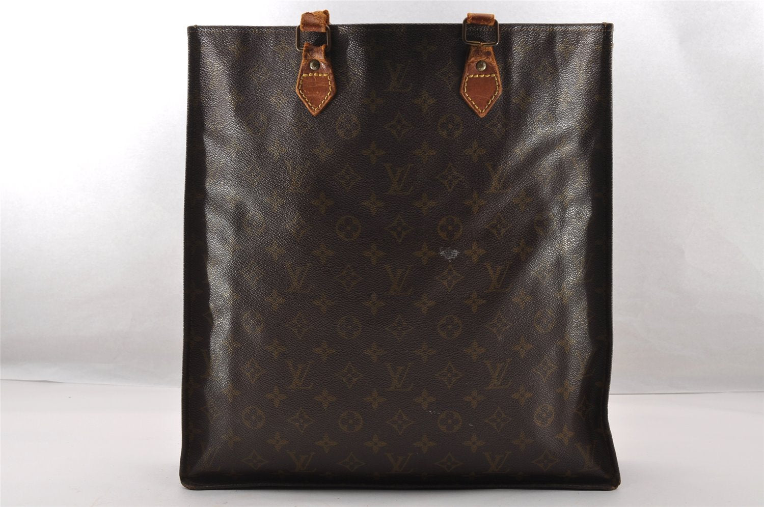 Authentic Louis Vuitton Monogram Sac Plat Hand Tote Bag Old Model LV Junk 4352I