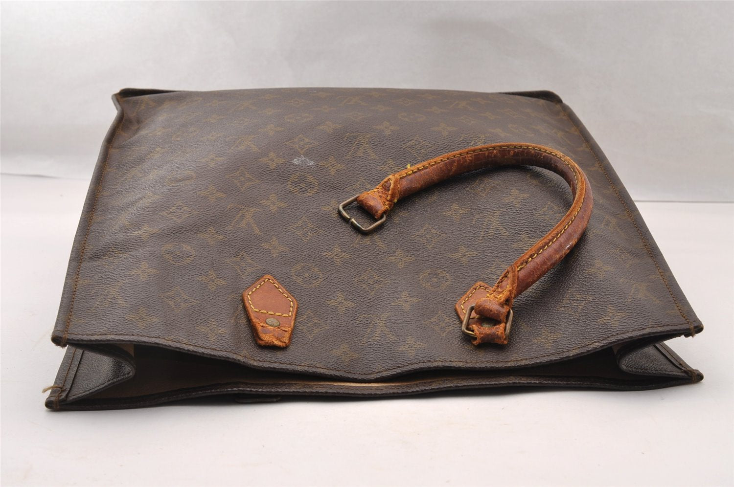 Authentic Louis Vuitton Monogram Sac Plat Hand Tote Bag Old Model LV Junk 4352I
