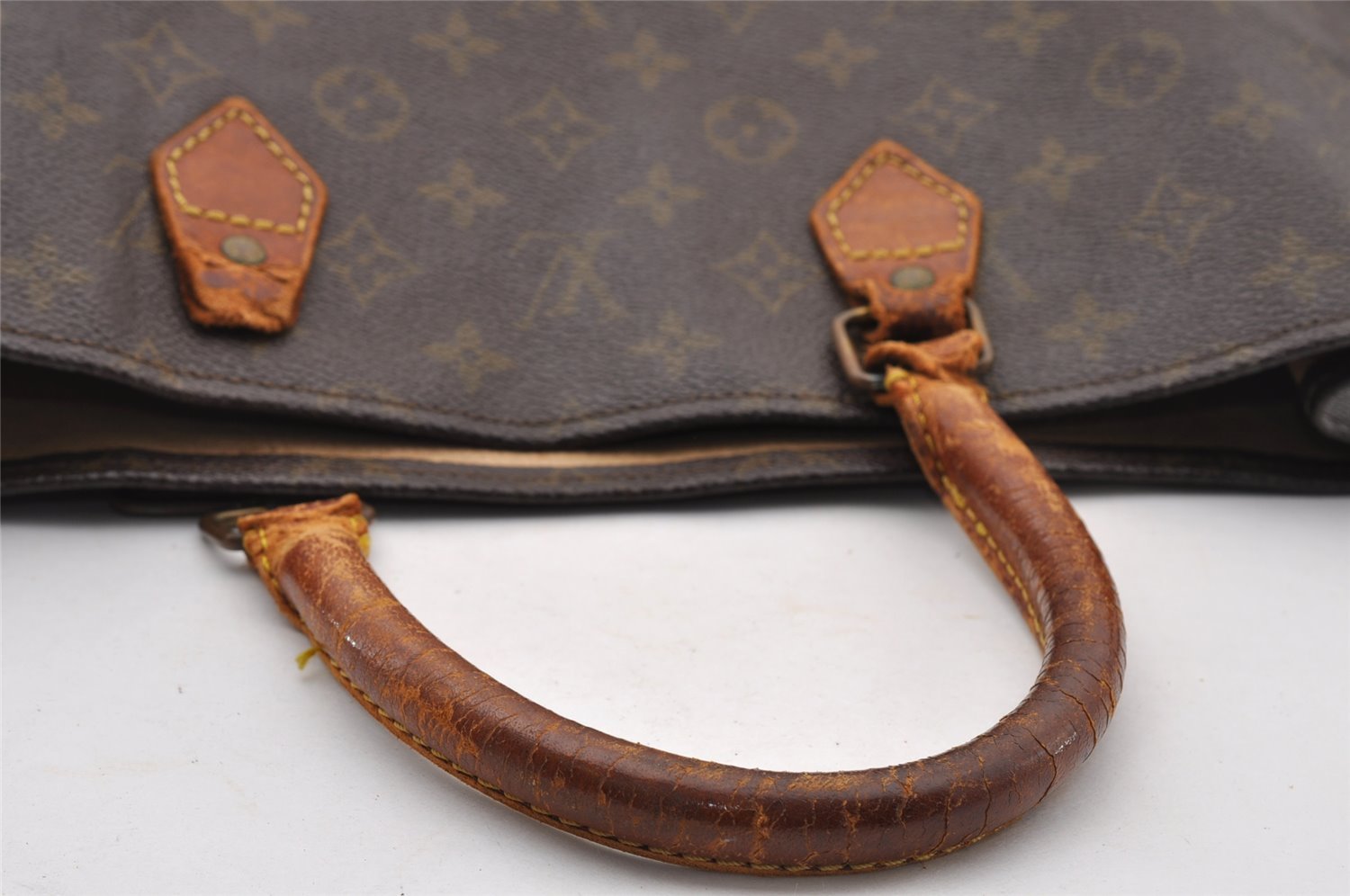 Authentic Louis Vuitton Monogram Sac Plat Hand Tote Bag Old Model LV Junk 4352I