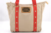 Authentic LOUIS VUITTON Antigua Cabas MM Tote Bag Beige Red M40035 LV 4355C