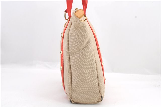 Authentic LOUIS VUITTON Antigua Cabas MM Tote Bag Beige Red M40035 LV 4355C