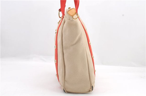 Authentic LOUIS VUITTON Antigua Cabas MM Tote Bag Beige Red M40035 LV 4355C