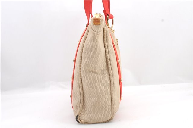 Authentic LOUIS VUITTON Antigua Cabas MM Tote Bag Beige Red M40035 LV 4355C