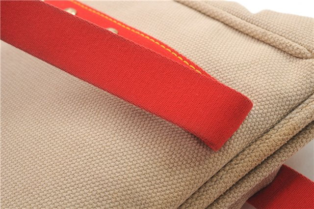 Authentic LOUIS VUITTON Antigua Cabas MM Tote Bag Beige Red M40035 LV 4355C