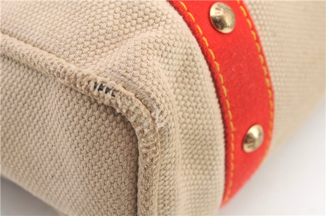 Authentic LOUIS VUITTON Antigua Cabas MM Tote Bag Beige Red M40035 LV 4355C