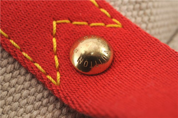 Authentic LOUIS VUITTON Antigua Cabas MM Tote Bag Beige Red M40035 LV 4355C