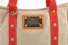 Authentic LOUIS VUITTON Antigua Cabas MM Tote Bag Beige Red M40035 LV 4355C