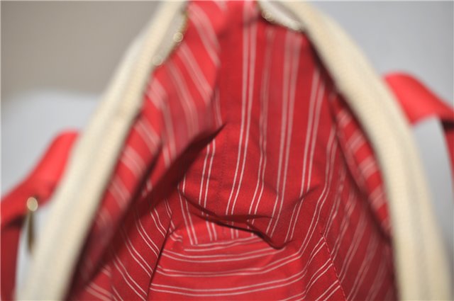 Authentic LOUIS VUITTON Antigua Cabas MM Tote Bag Beige Red M40035 LV 4355C